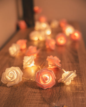 USB/Battery Operated 10/20/40 LED Rose Flower String Lights Artificial Flower Bouquet Garland for Valentine's Day Wedding Party Joshua Griffen Photography