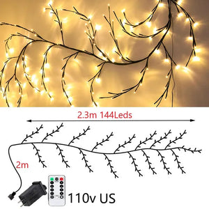 144 LED Wall Tree Enchanted Willow Vine Light Bendable Lighted Vine Tree Branch for Christmas Home Party Wall Bookshelf Mantel Photo Props
